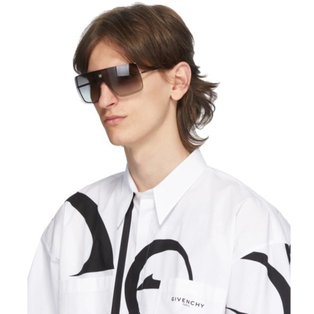 Givenchy 99mm Brown Gradient Shield Sunglasses Un… - image 1